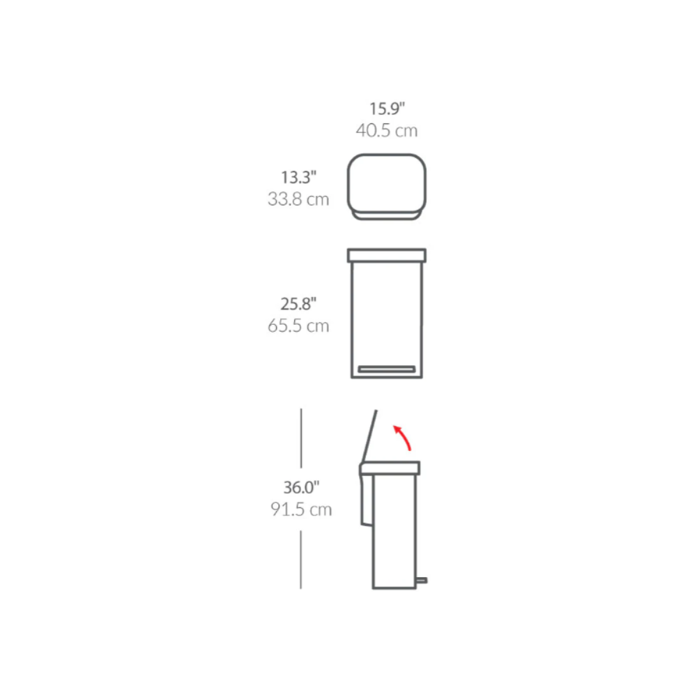Simplehuman rectangular step can with liner pocket 45L