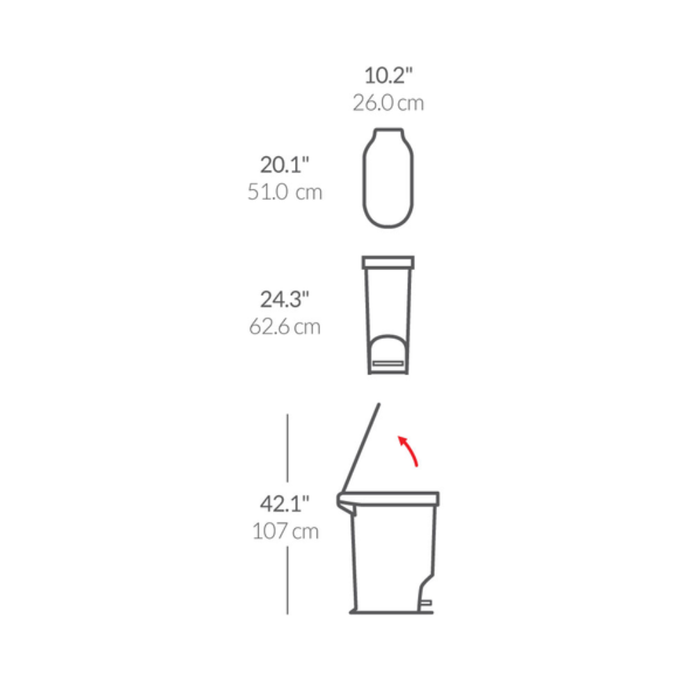 Simplehuman slim pedal bin with liner rim 40L