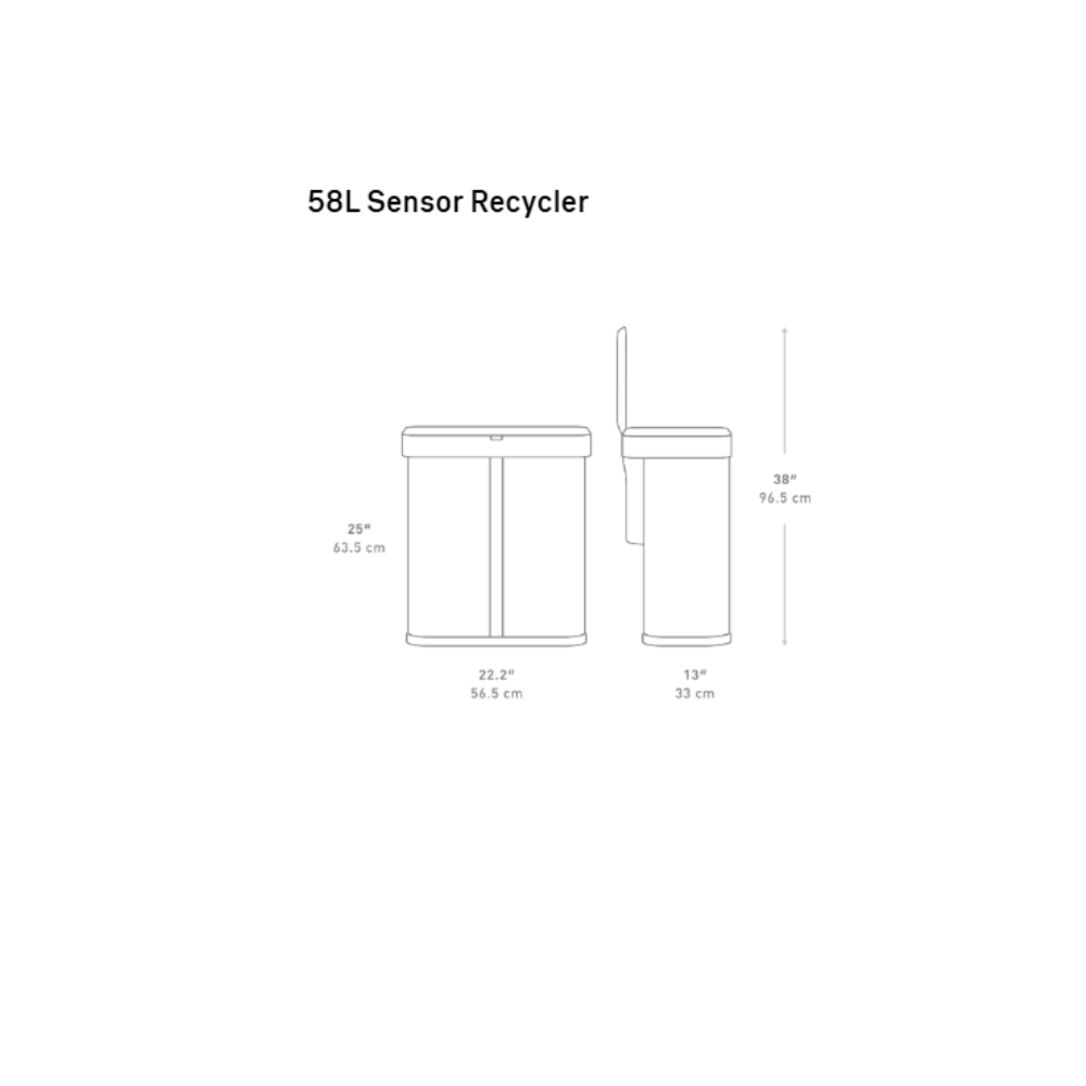 Simplehuman rectangular sensor recycler 58L