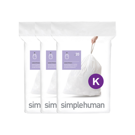 Simplehuman custom fit bin liners bulk pack 35-45L code K