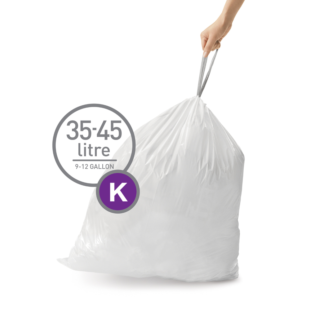 Simplehuman custom fit bin liners bulk pack 35-45L code K