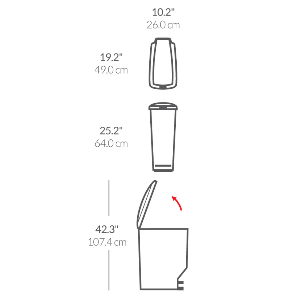 Simplehuman slim pedal bin 40L