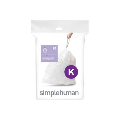 Simplehuman code K custom fit bin liners, pack of 20