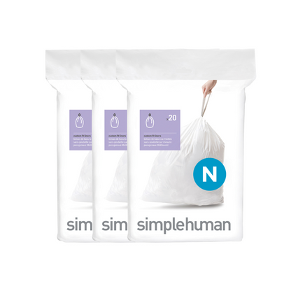 Simplehuman code N custom fit bin liners, pack of 20 (60 liners)