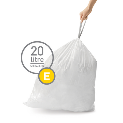 Simplehuman code E custom fit bin liners, 3 x pack of 20 (60 liners)