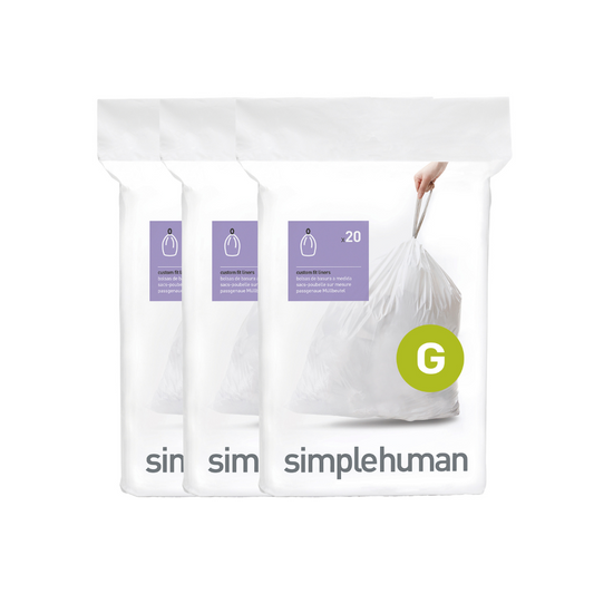 Simplehuman  code G custom fit bin liners, 3 x pack of 20 (60 liners)