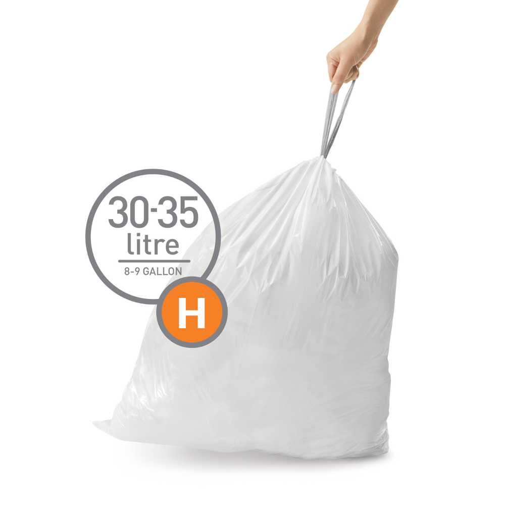 Simplehuman  code H custom fit bin liners, 3 x pack of 20 (60 liners)
