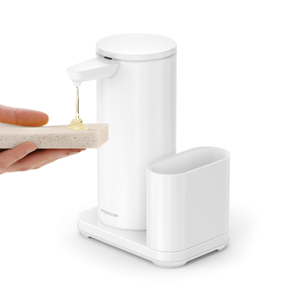 Simplehuman rechargeable liquid sensor pump with caddy