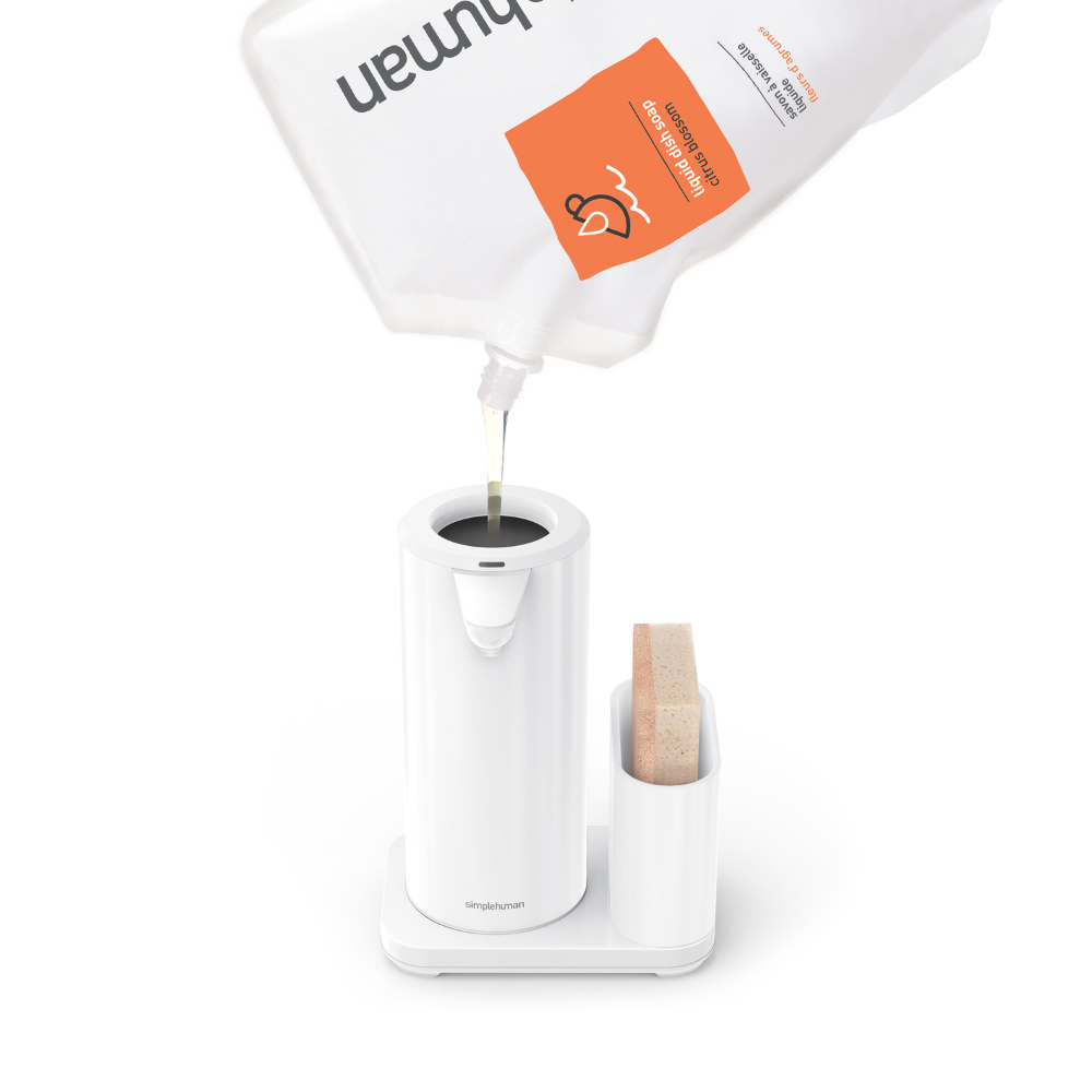 Simplehuman rechargeable liquid sensor pump with caddy