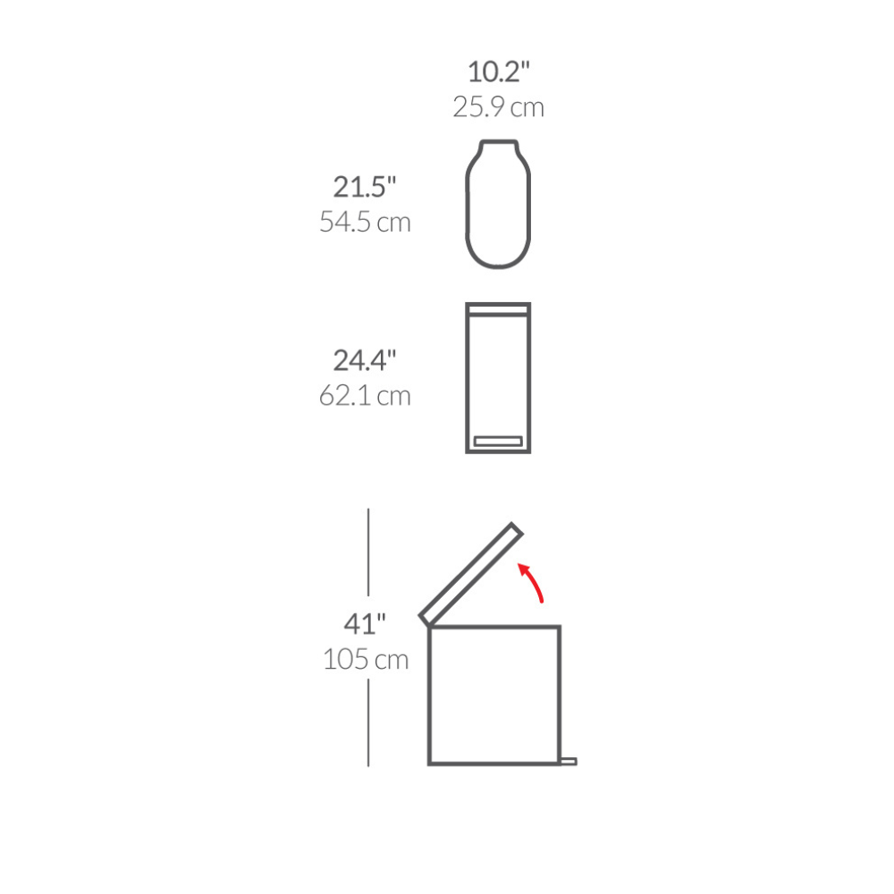 Simplehuman slim pedal bin 45L