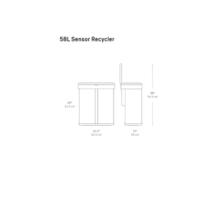 Simplehuman rectangular sensor recycler 58L