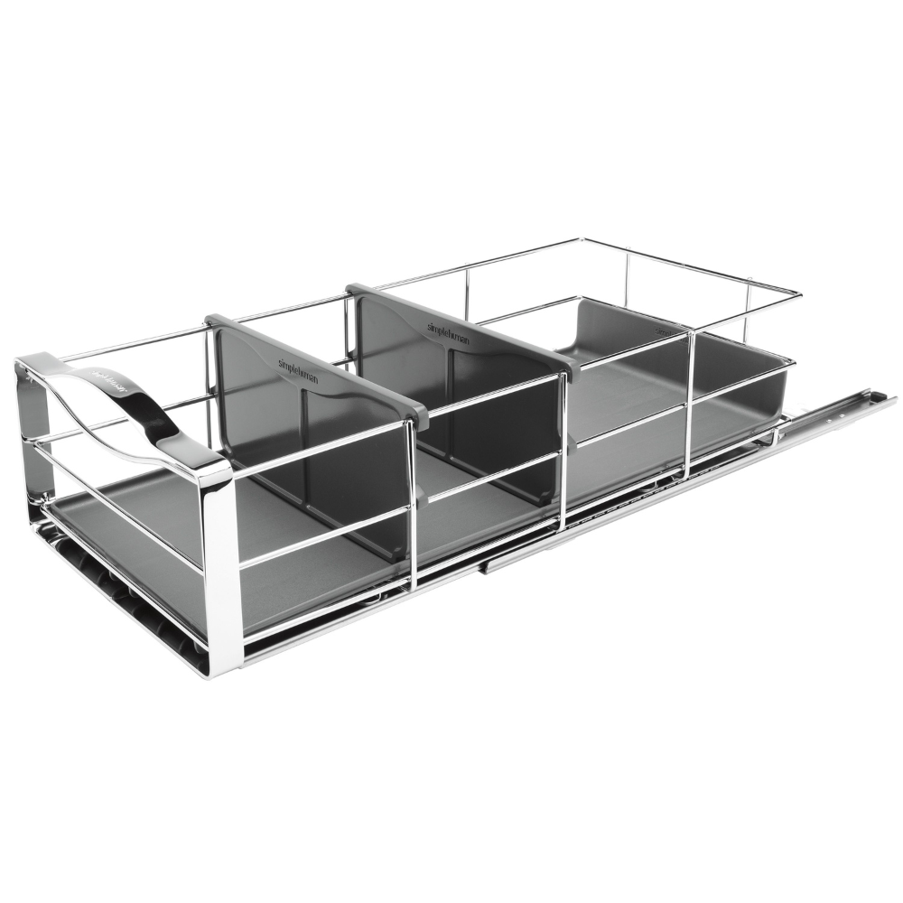 Simplehuman 22.8cm pull-out cabinet organiser, grey plastic with heavy-gauge steel frame