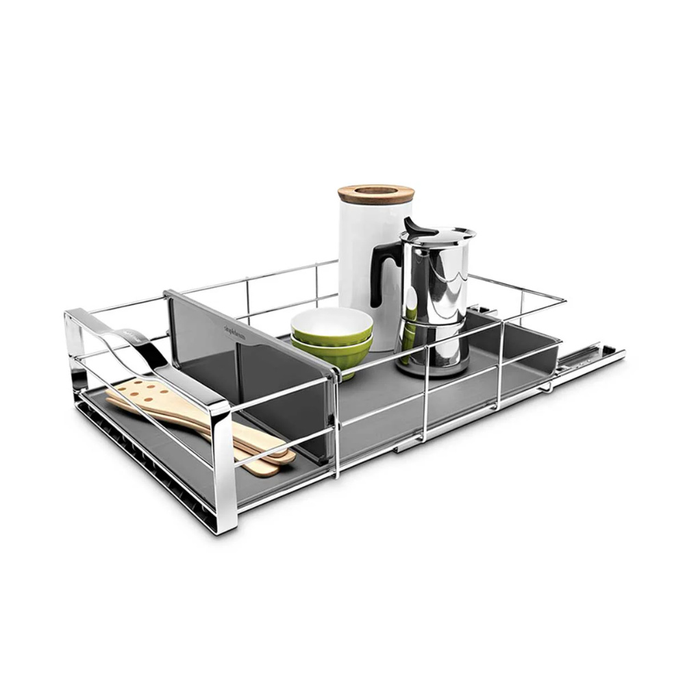 Simplehuman 35cm pull-out cabinet organiser, grey plastic with heavy-gauge steel frame