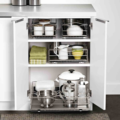 Simplehuman 35cm pull-out cabinet organiser, grey plastic with heavy-gauge steel frame