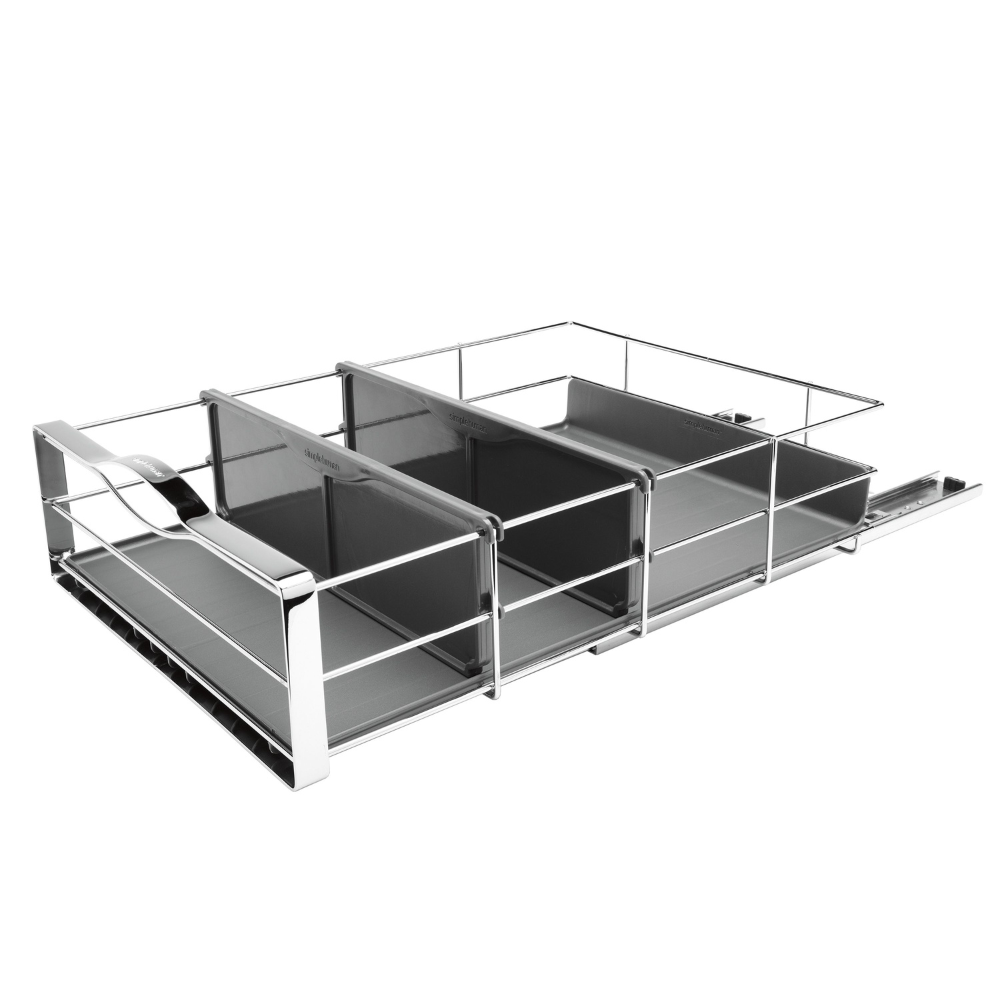Simplehuman 35cm pull-out cabinet organiser, grey plastic with heavy-gauge steel frame