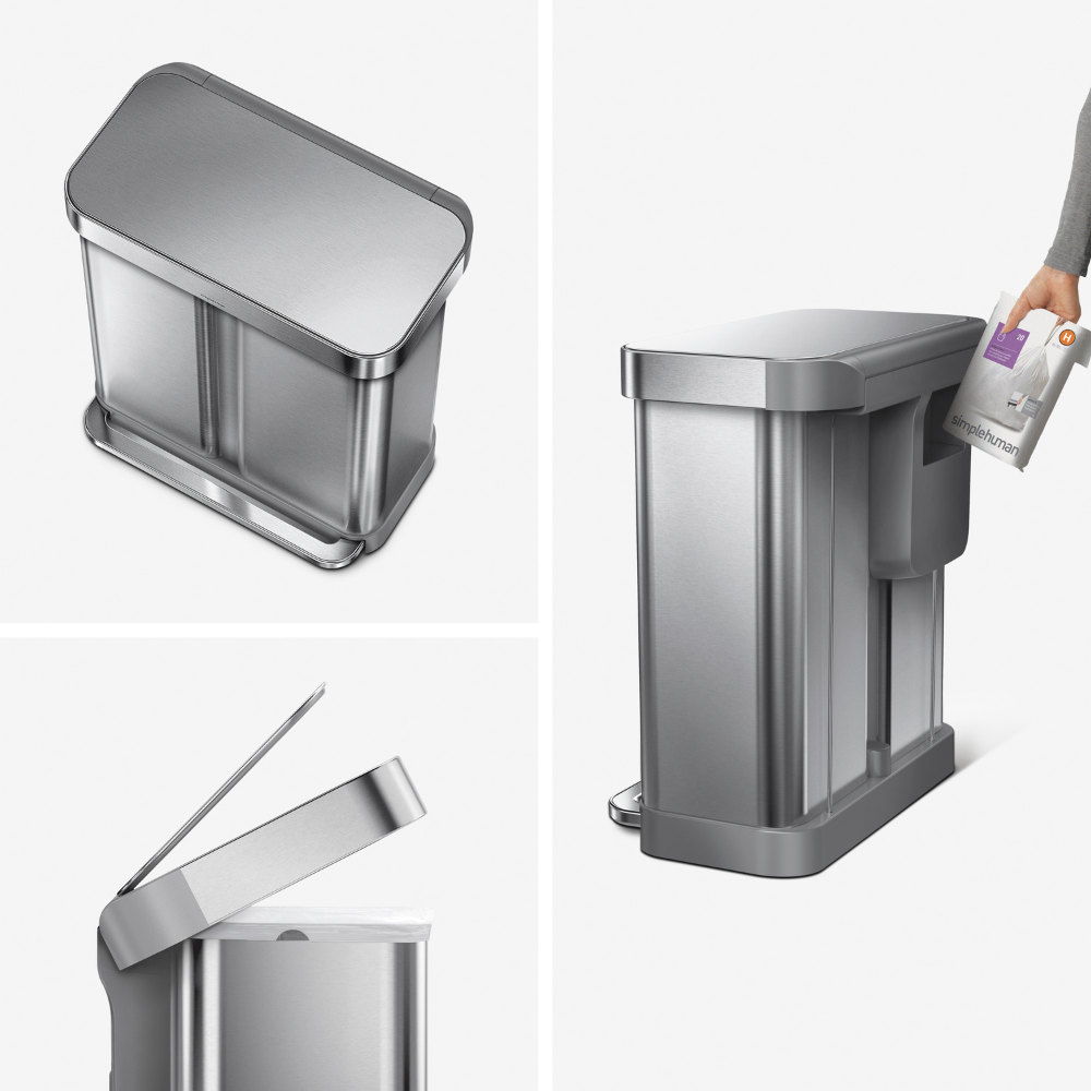 Simplehuman recycler rectangular step bin 58L